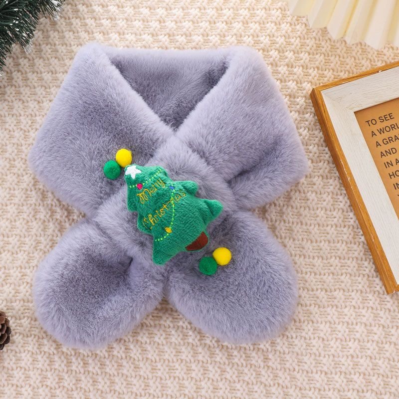 Kids Boys Girls Winter Casual Cute Christmas Cartoon Plush Scarf