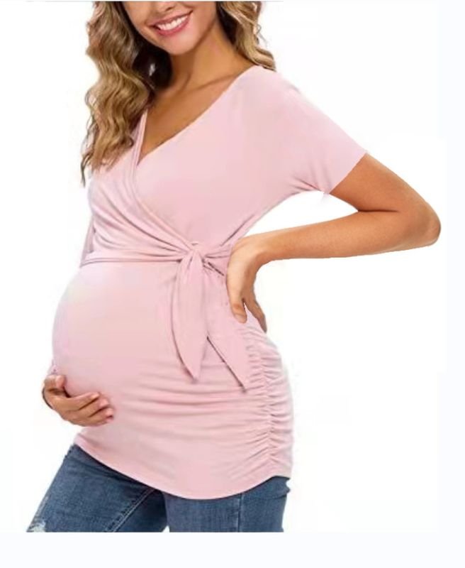 Pregnant Women Fashion Casual V-Neck Cross Breastfeeding Top