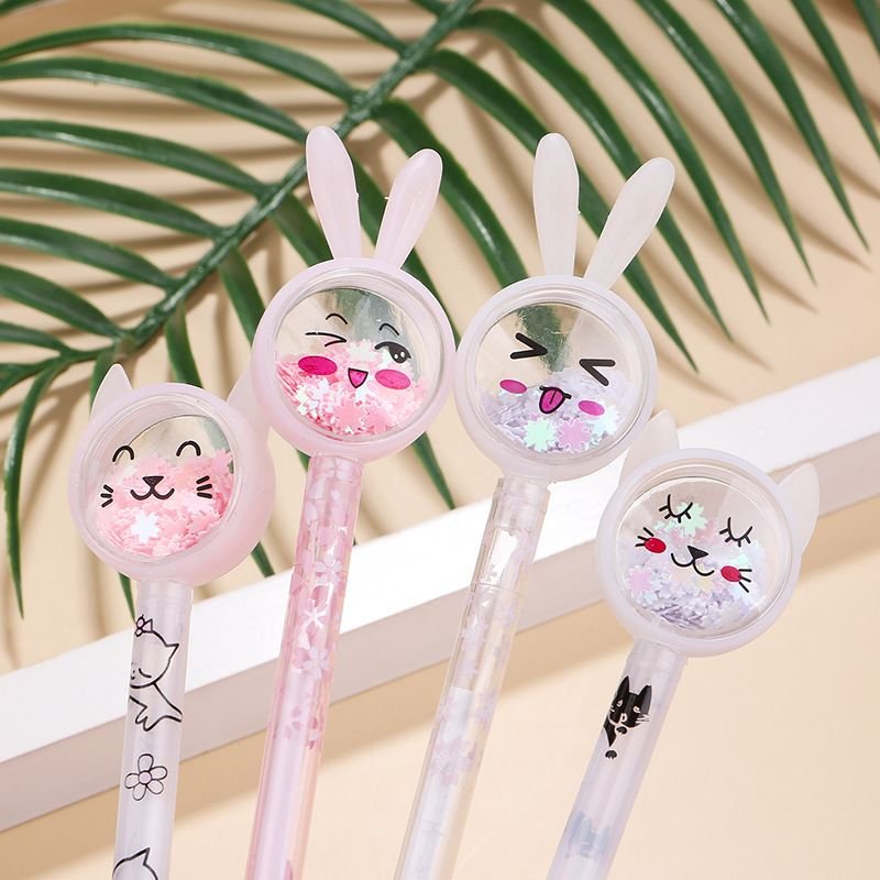 Cartoon Creative Cute Sequins Rabbit Ears Butterfly Gel Pen Student Stationery