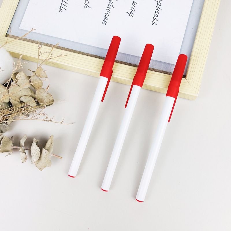 Simple Fashion White Solid Rod Non-Slip Plastic Sleeve Oil-Based Ballpoint Pen