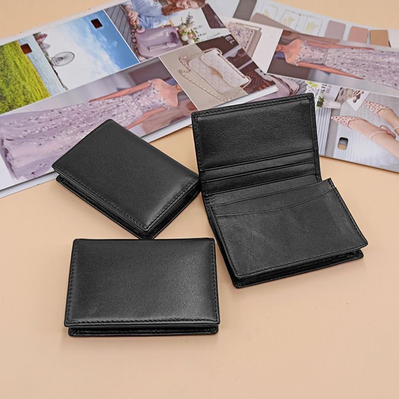 Multi-Card Creative Leather Card Holder Solid Color Wallet