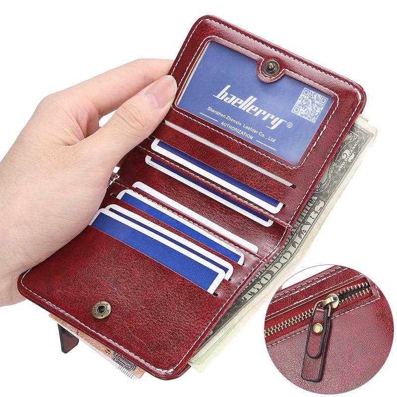 Woman Solid Color Mini Bifold Wallet