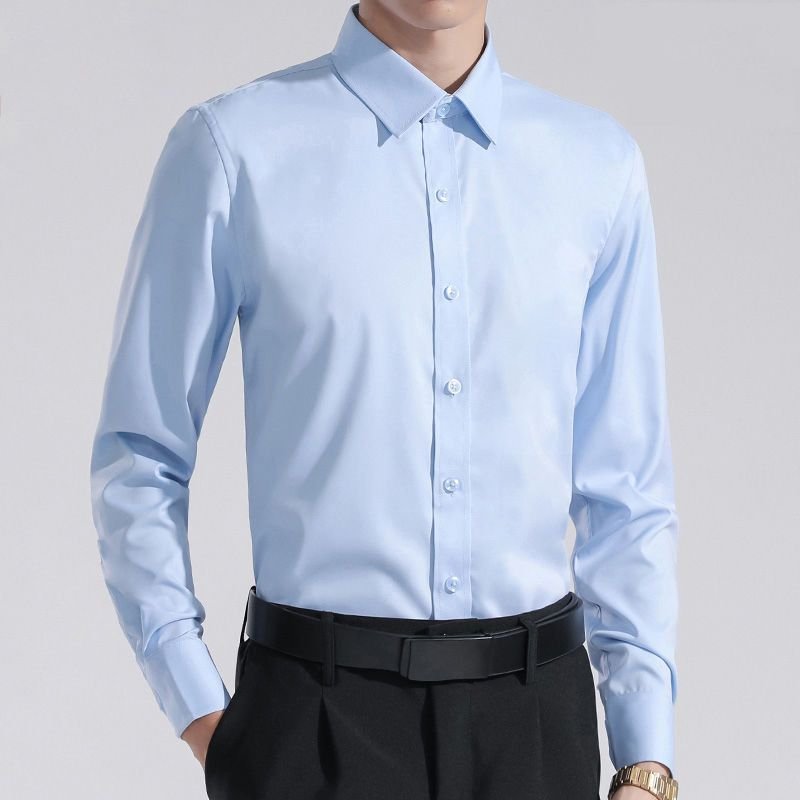 Men Fashion Simple Solid Color Long Sleeve Shirt Top