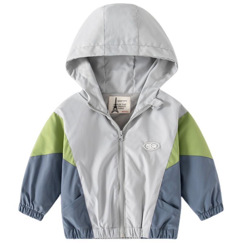 Kids Toddler Boys Spring Autumn Casual Athleisure Color Matching Fleeces Long Sleeve Hooded Jacket