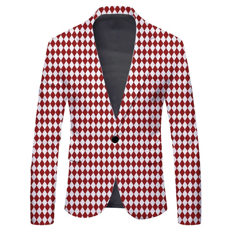 Men Spring Autumn Fashion Casual Party Polka Dot Stripe Zebra Leopard Print Long Sleeve Lapel Suit Coat