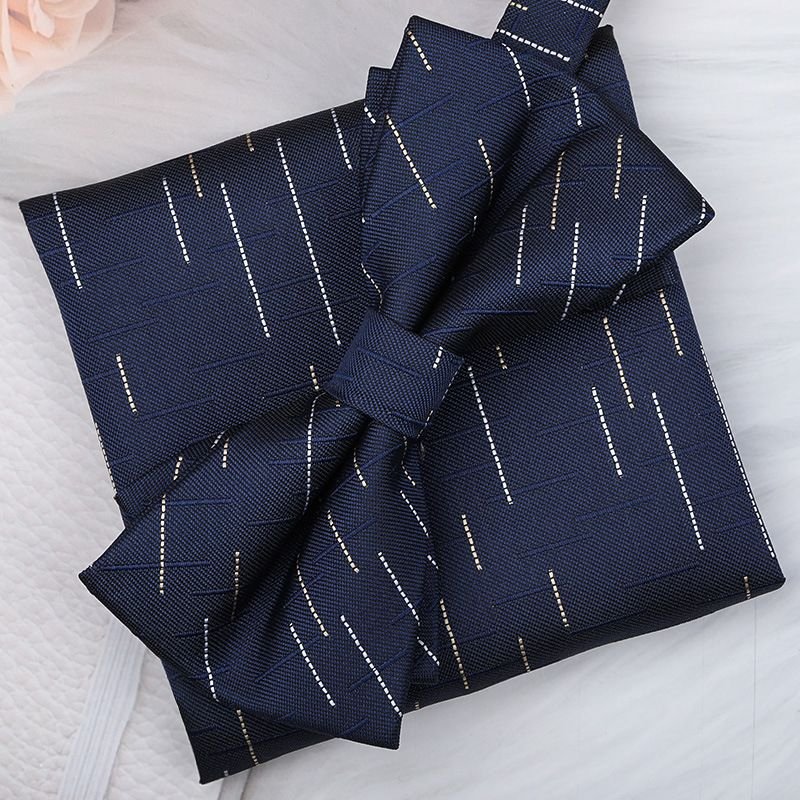 Men Fashion Business Banquet Triangle Bow Tie Pocket Towel Accessories Set