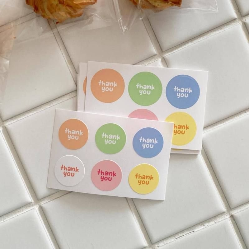 Fashion Candy Color Round Thank You Sticker Sealing Packaging Stickers