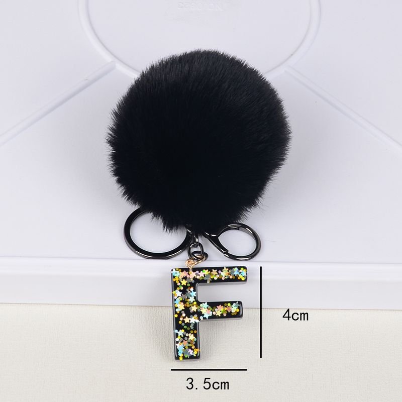 Fashion Creative Fluffy Ball 26 Letters Key Chain