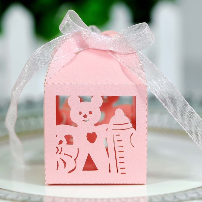 Simple Creative Laser Hollow Bear Bottle Wedding Candy Packaging Box