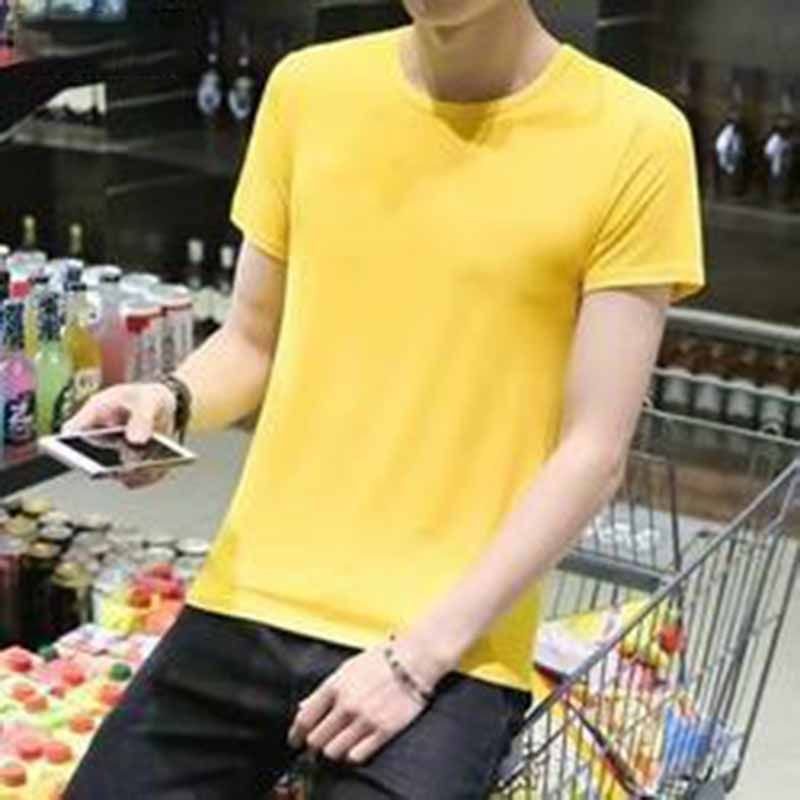 Men Fashion Casual Basic Solid Color Plus Size Short Sleeve Round Neck T-Shirt