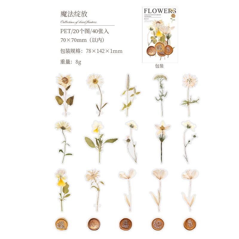 Simple Dried Flower Account Decoration Material Stickers