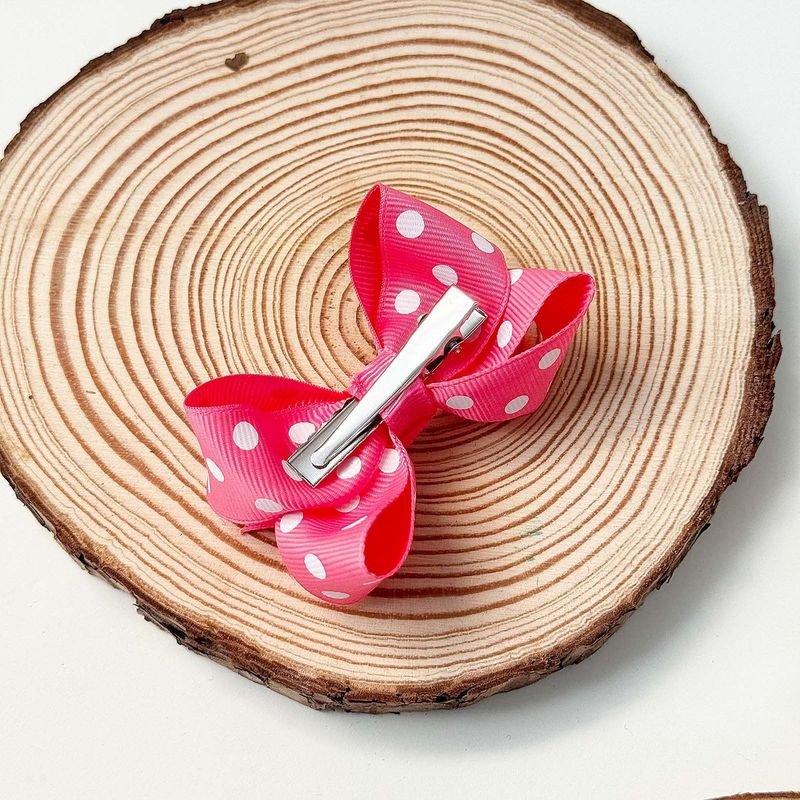 Kids Girls Cute Polka Dot Print Bow Hairpin