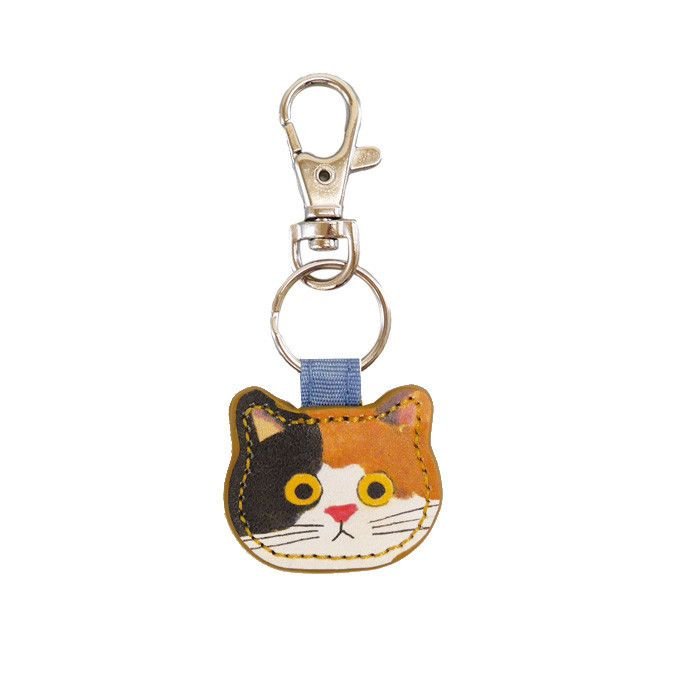 Women Simple Cute Kitten Leather Key Chain Pendant