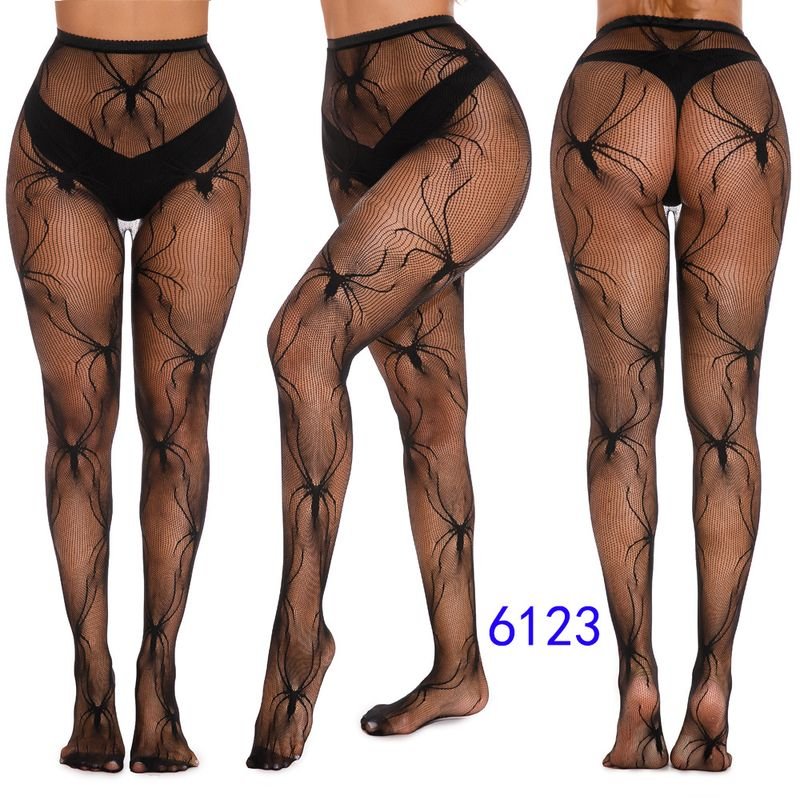 Women Fashion Sexy Hollow Leopard Spider Web Pantyhose