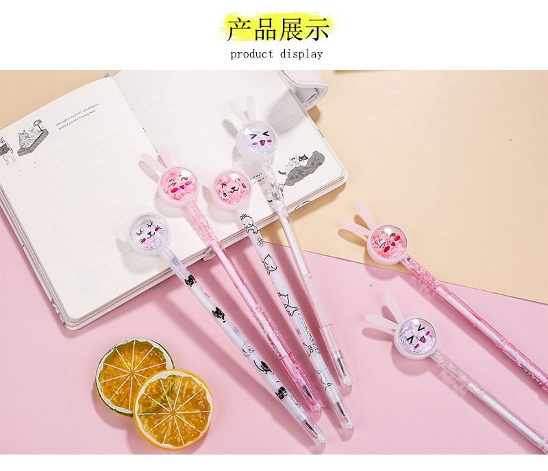 Cartoon Creative Cute Sequins Rabbit Ears Butterfly Gel Pen Student Stationery