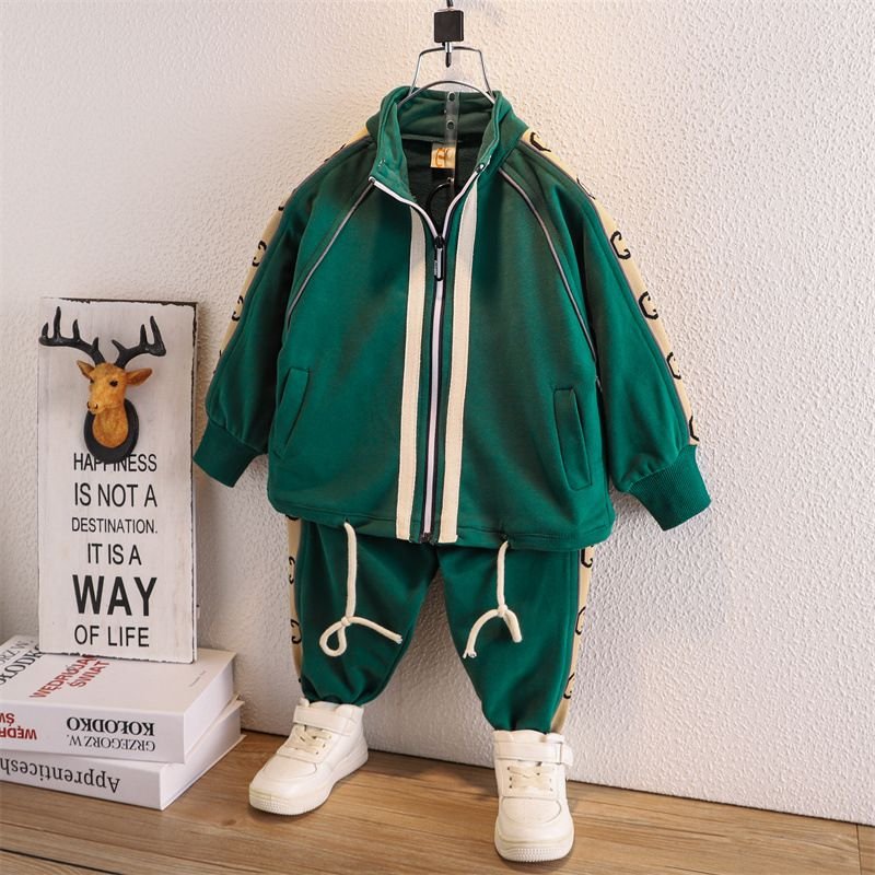 Kids Toddler Boys Spring Autumn Casual Sports Color Matching Long Sleeve Coat Pants Sets